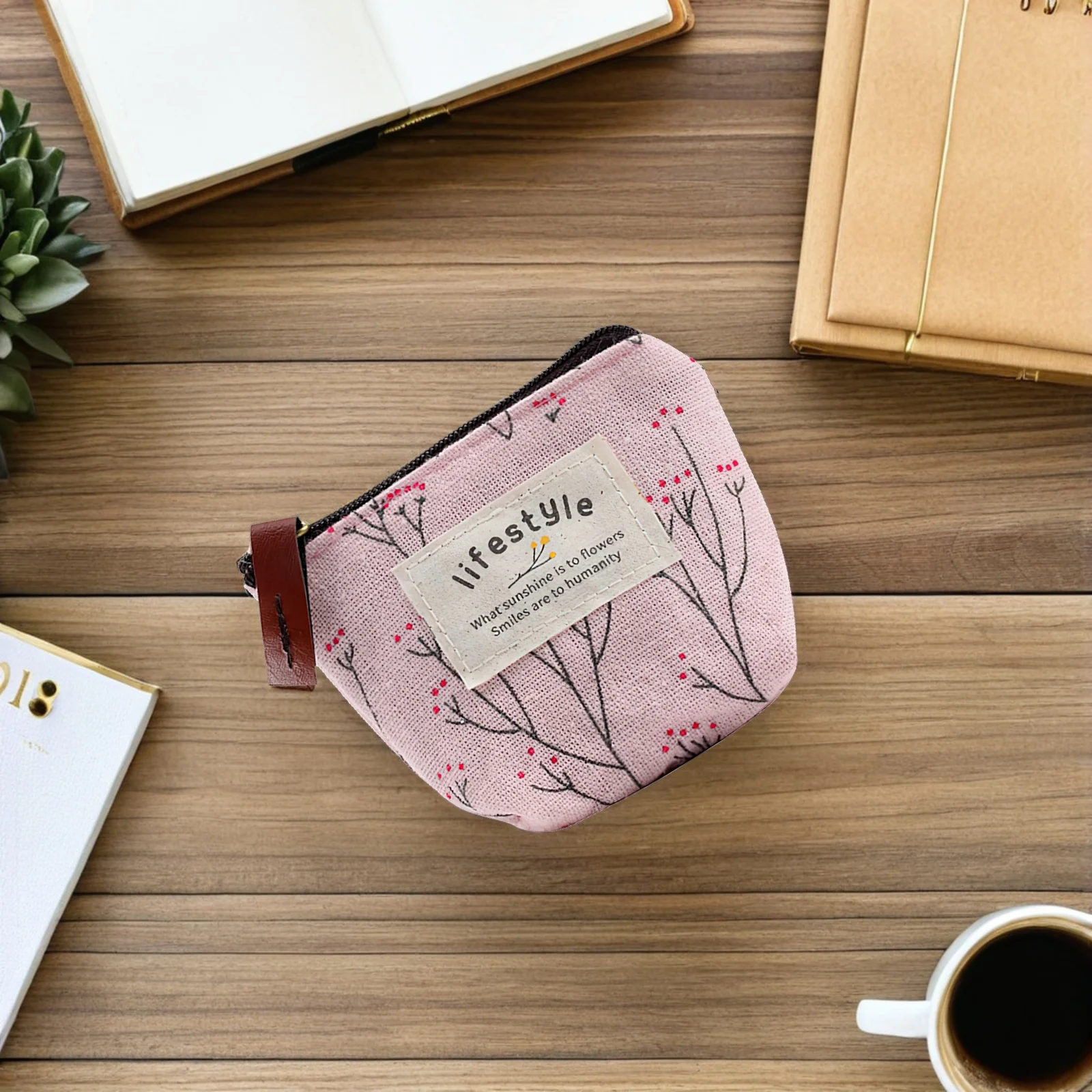 

4 Pcs Canvas Coin Purse Lightweight Portable Zipper Money Bag Storage Pouch For Cash Keys Small Items Cartoon Print