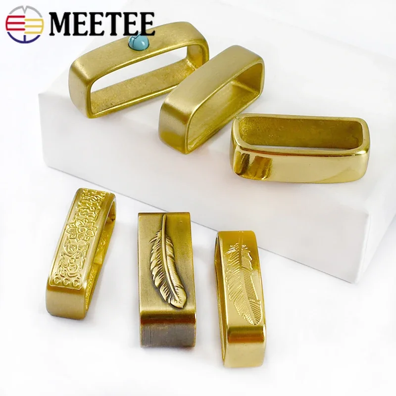 1/2/4Pcs Meetee 35/40mm Pure Copper Belt Loop Ring Buckle D Shape Stainless Steel Strap Waistband Leather Craft Rings