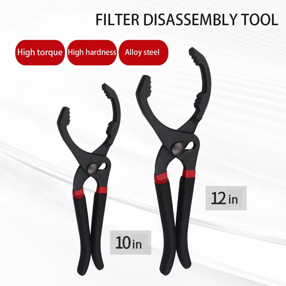 

10/12 Inch Car Oil Filter Pliers Clamp Type Wrench Oil Filter Remove Disassembly Tool Filter Element Wrench for Truck Repair