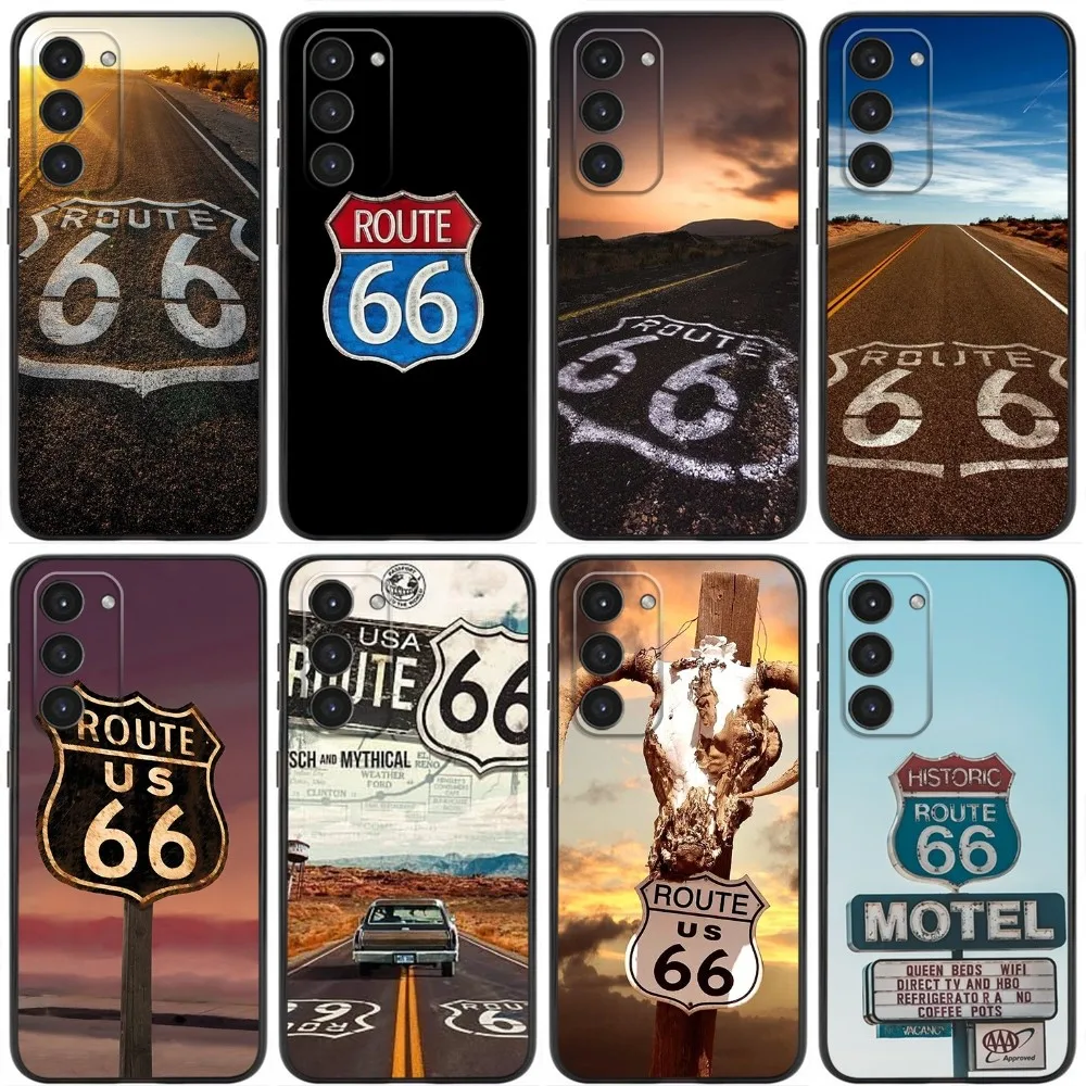 

Route 66 Phone Case For Samsung Galaxy A20,A21s,A22,A31,A32,A52,A53,A72,73,A80,A91 Soft Liquid Silicone Black Cover