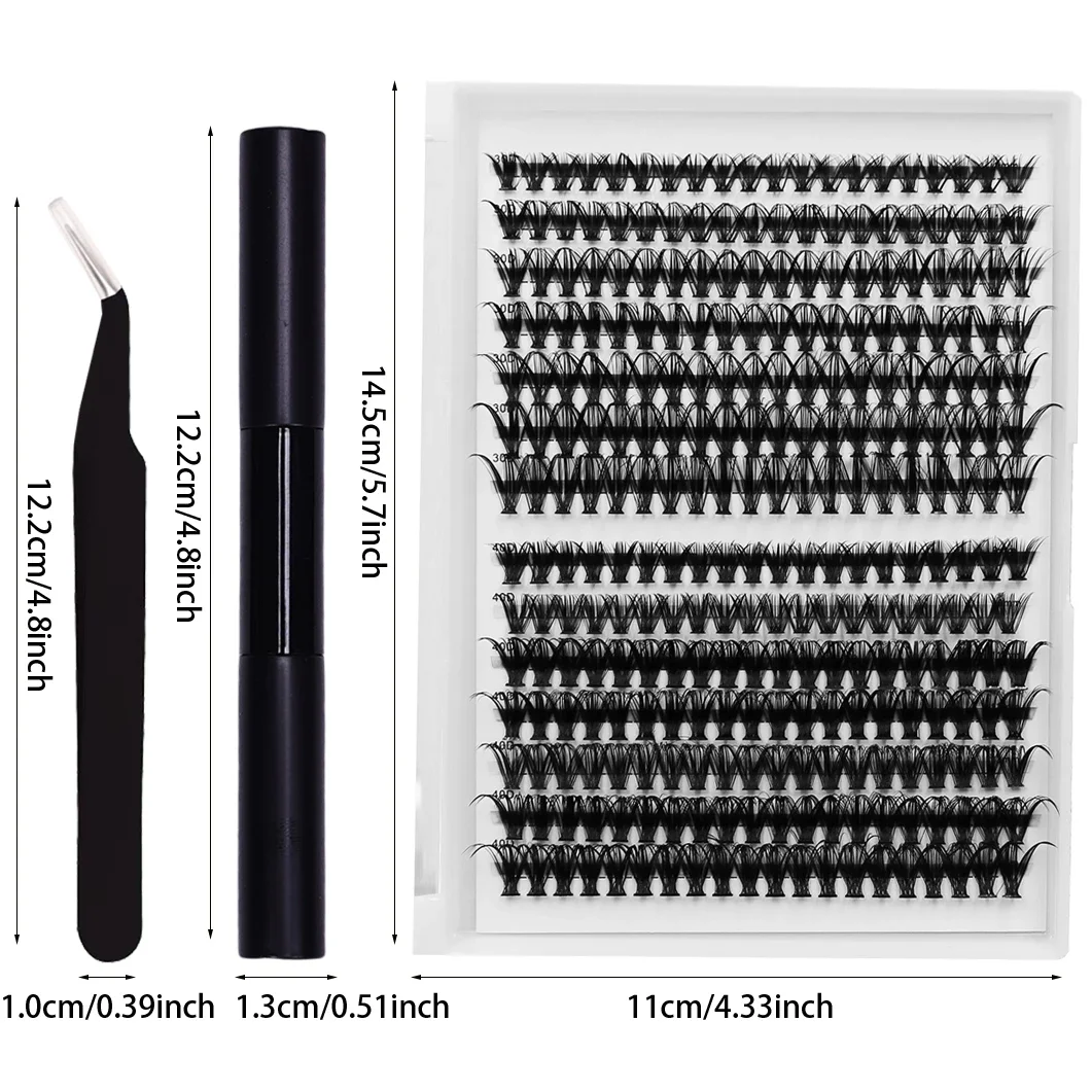 280PCS DIY Eyelash Extension Kit with Eyelash Adhesive and Sealant for Eyelash Tweezers