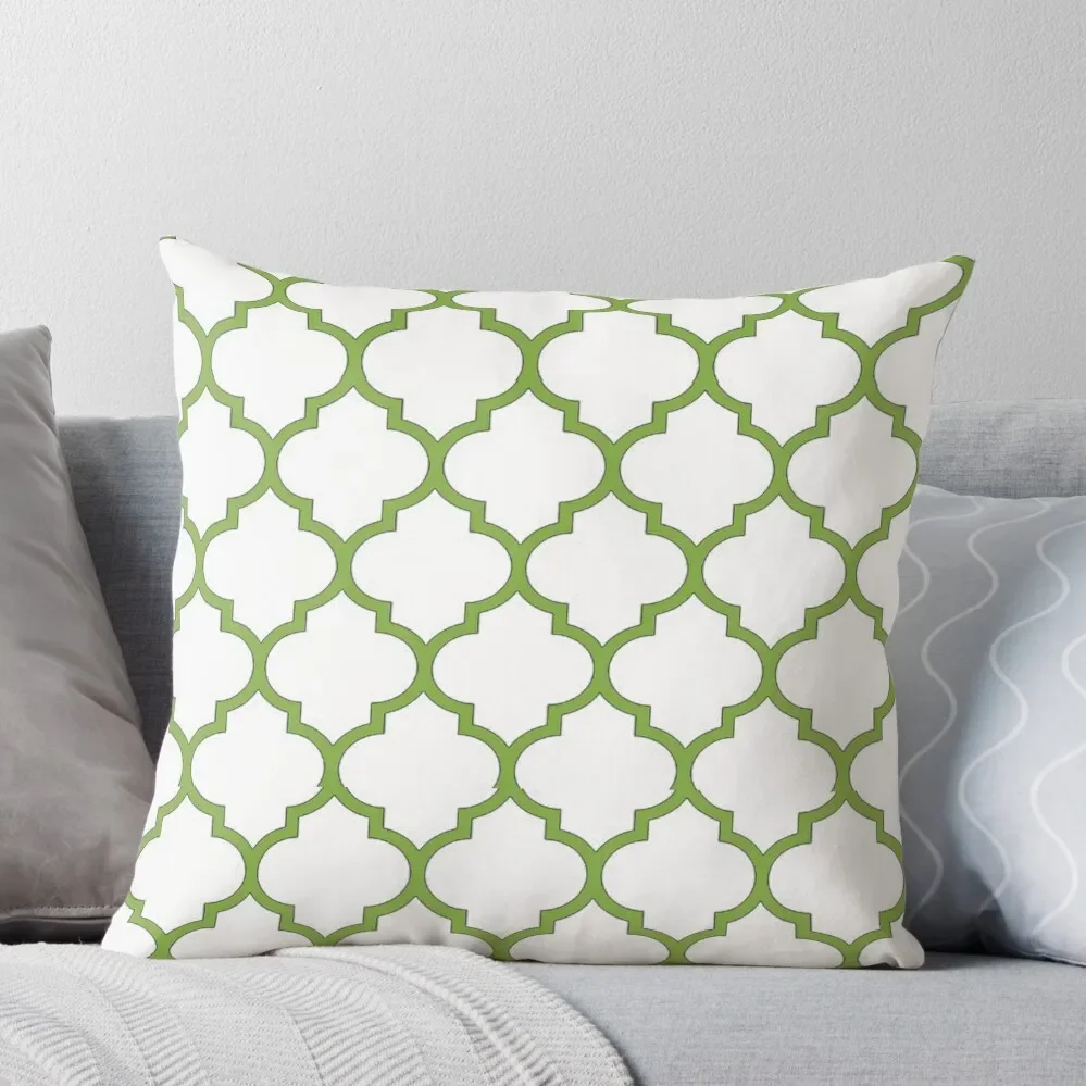 

PANTONE COLOUR OF THE YEAR 2017 GREENERY DOMES QUATREFOIL GEOMETRIC PATTERN BY OZCUSHIONSTOO Throw Pillow covers for pillows