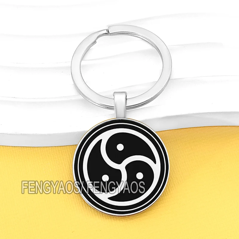 Bdsm Triskelion Keyrings for Door Black Color Fifty Shades of Grey Keychains Glass Dome with Photos Jewelry