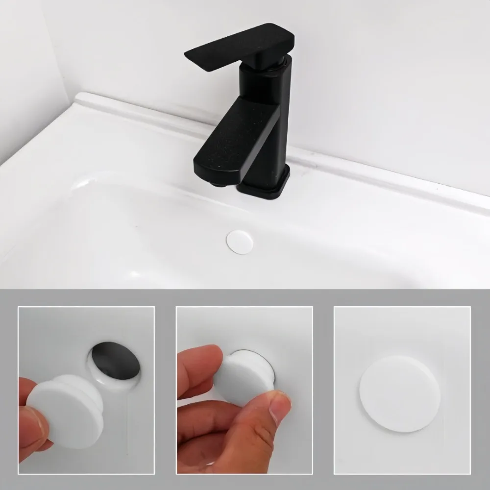 2pcs Washbasin Water Plug White Circular Silicone Overflow Hole Plug Suitable for Kitchen Sink Bathroom Bathtub Sealing Plug