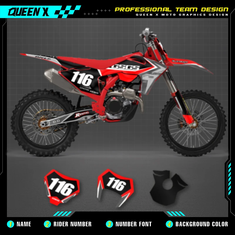 Queen X MOTOR Custom Team Graphics Backgrounds Decals Stickers Kit For GASGAS GAS GAS 2024 2025 2026 EC MC 007