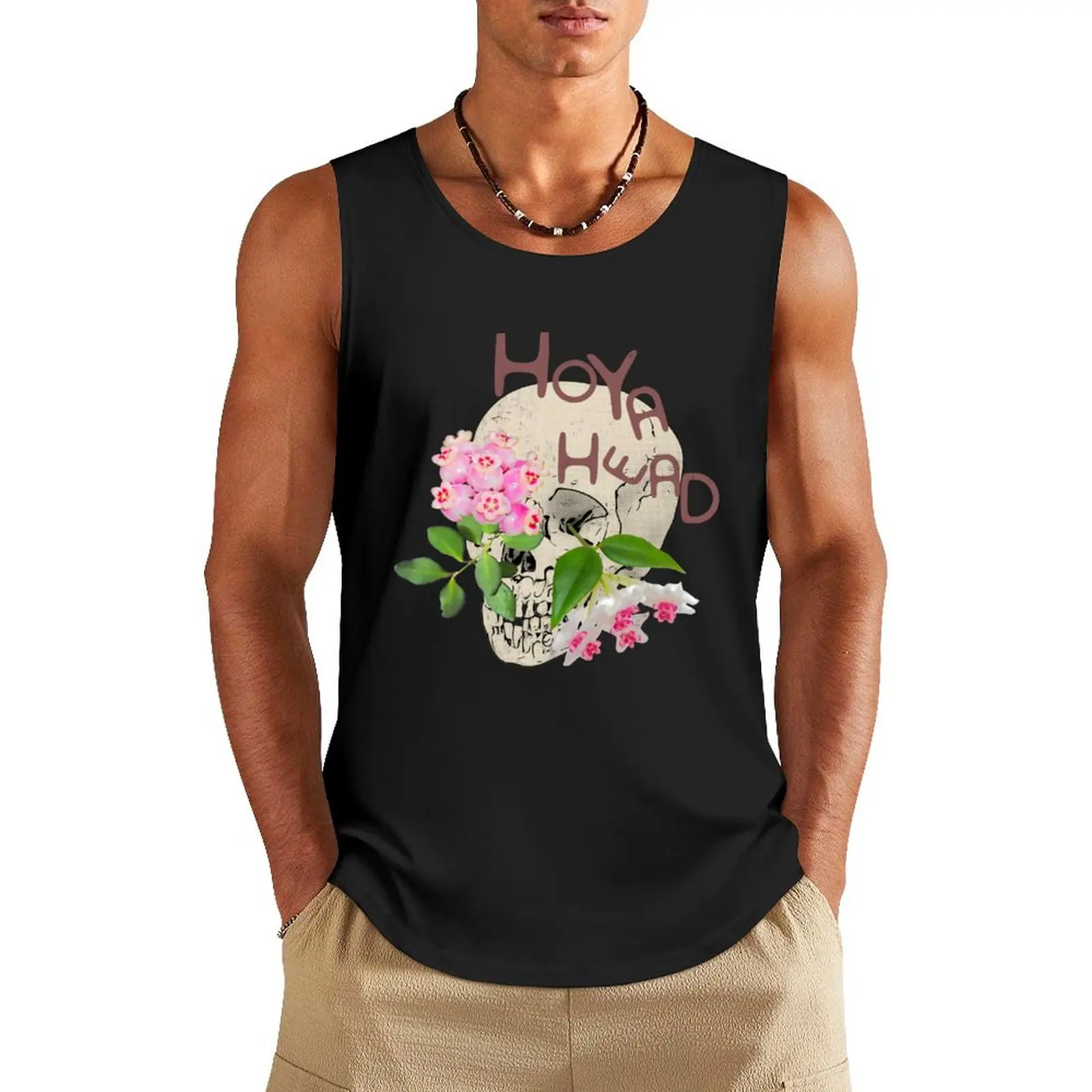 

Hoya Head Flower Skull Tank Top t-shirt for man sleeveless shirt man