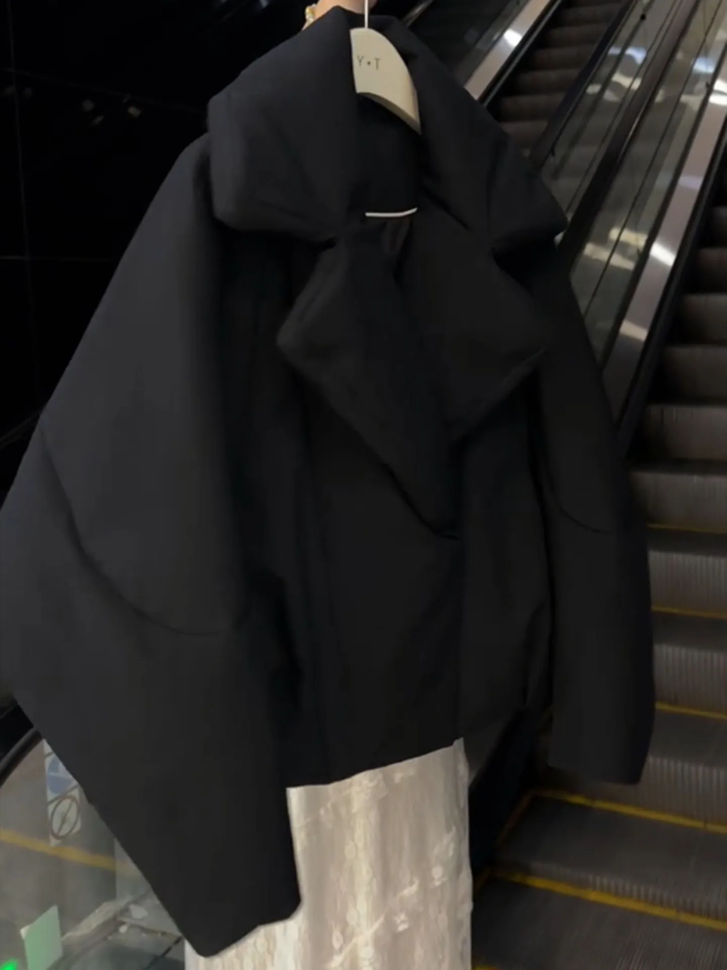 Ele Bla ort down Jaet Donna 2025 Inverno Nuovo Sle Cappotto caldo Colletto ampio Versatile Taglia piccola Vita alta