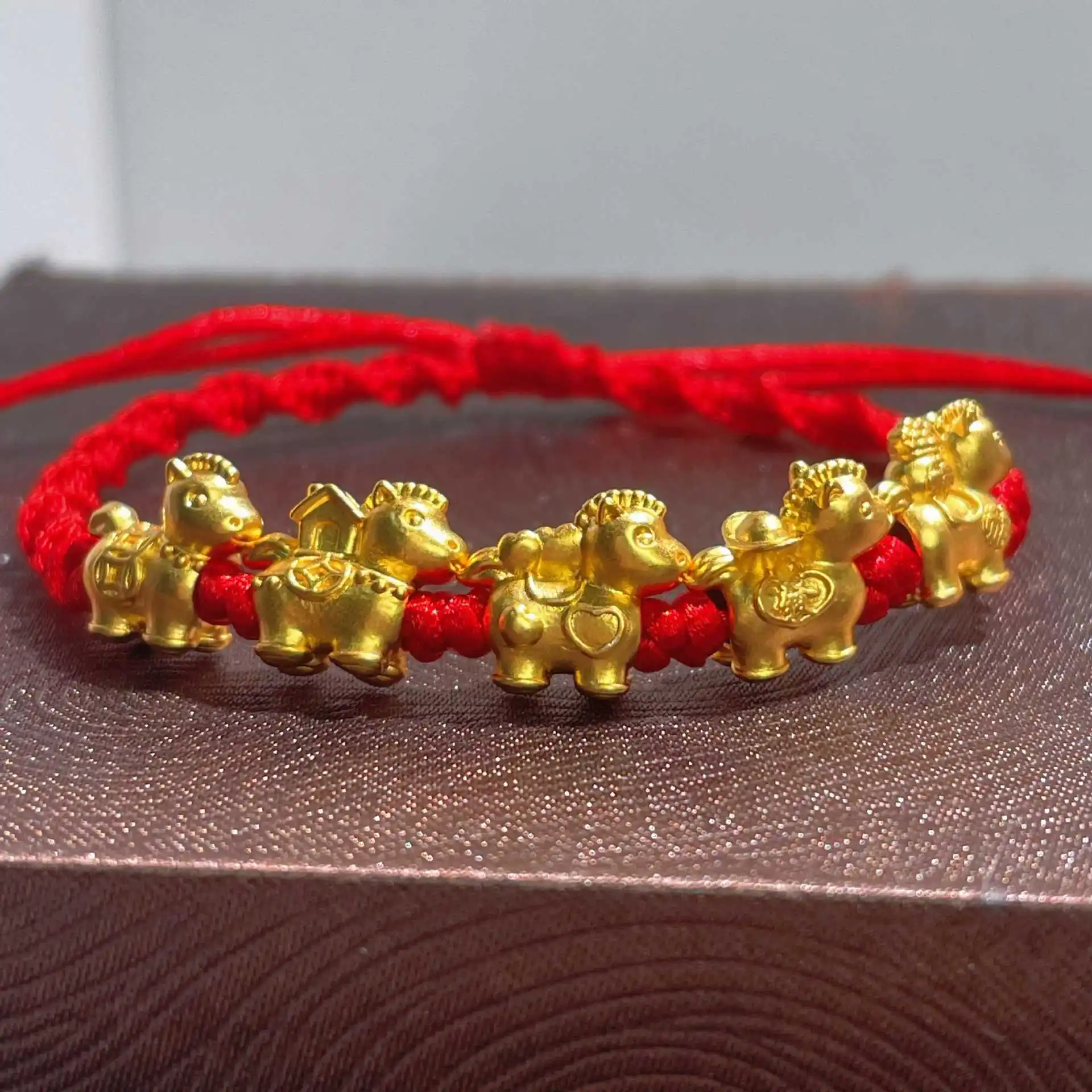 S925 Sterling Silver Five Horse Red Cord Bracelet Chinese Zodiac Horse Lucky Fortune Blessing Wealth Charm Good Fortune Amulet