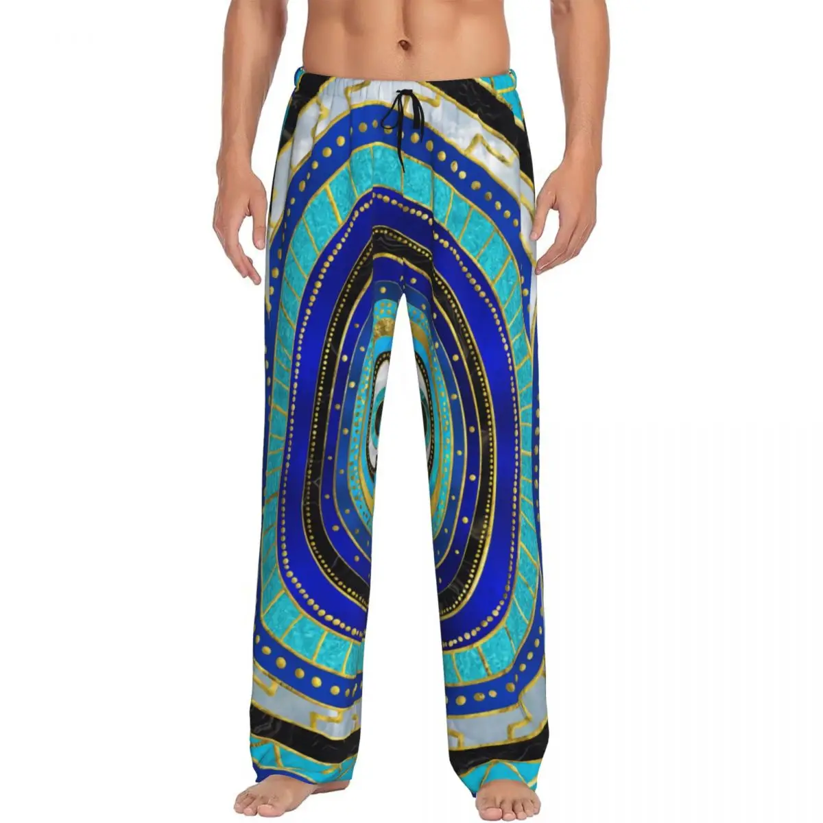 

Custom Evil Eye Amulet Ornament Pajama Pants Men Sleepwear Lounge Sleep Bottoms Stretch with Pockets