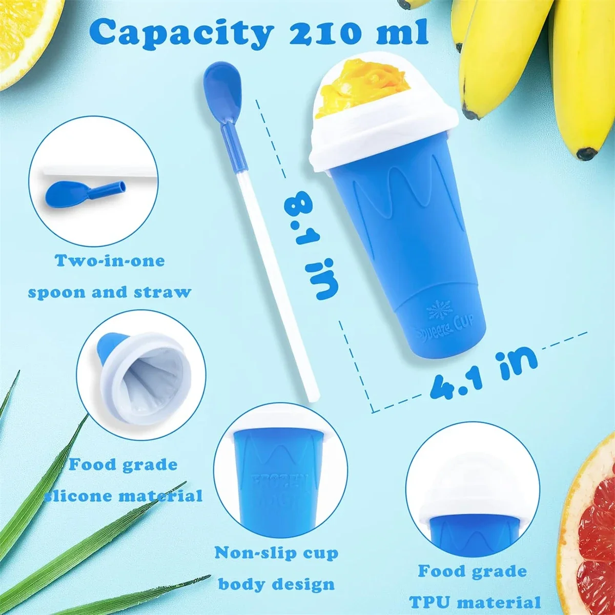 Homemade Smoothie Cup Quick-Frozen Ice Cream Milkshake Bottle Summer DIY Juice Iced Cup Freezed Portable Squeeze Slushie Cups - view 6