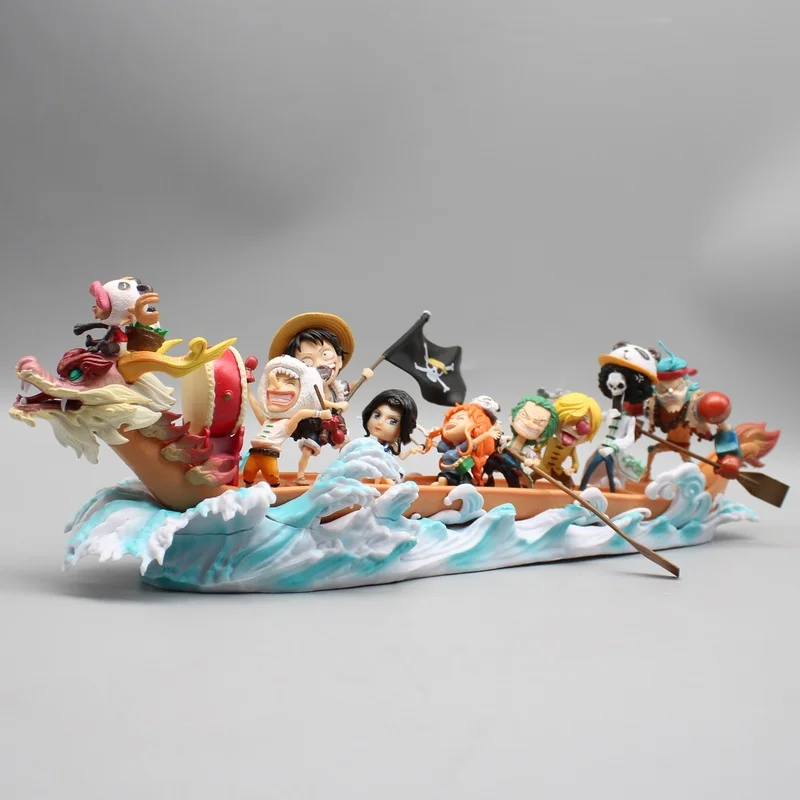 One Piece Anime Figures Rowing Dragon Boat Straw Hat Group Ten Lbs Super Large Scene Pvc Model Statue Ornaments Toy Kids Gifts