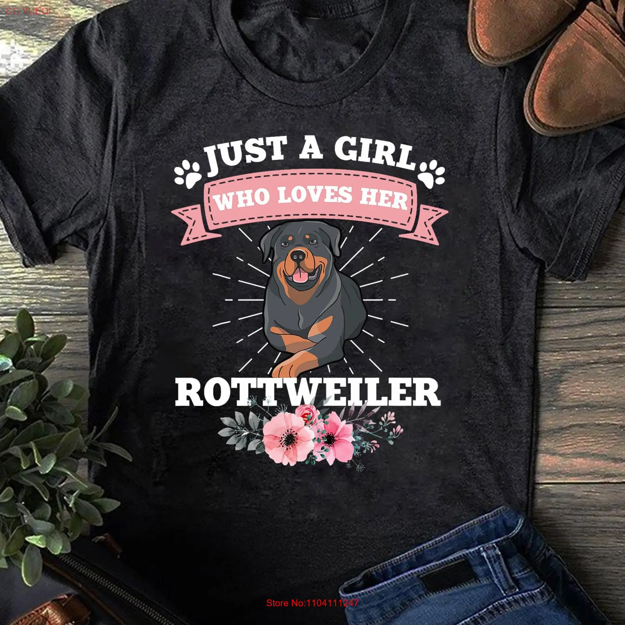 Just A Girl Who Loves Her Rottweiler Dog T Shirt for Lovers Mom Rottie Lover Funny long or short sleeves