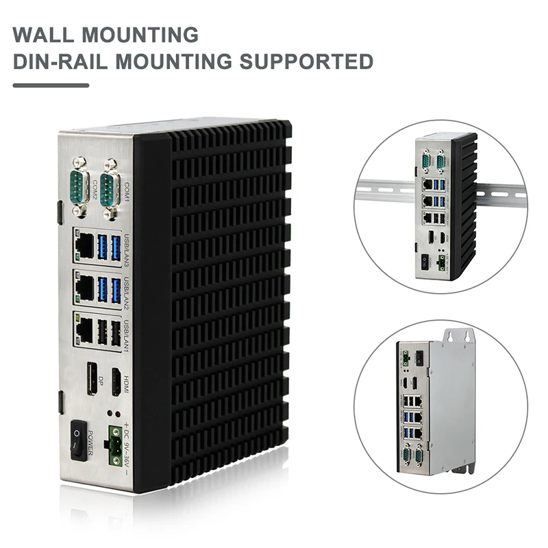 rail mounting   mini pc 2 lan ports industrial box pc