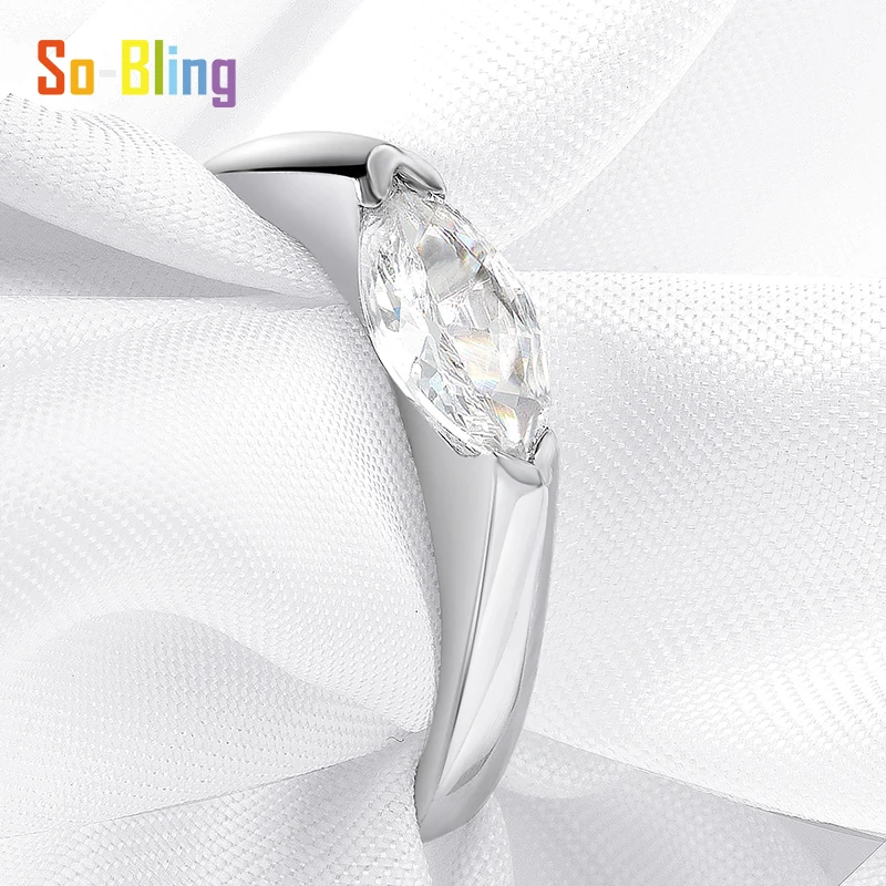 So-Bling 925 فضة خاتم 1ct 5*10 مللي متر ماركيز قطع مويسانيتي خواتم للنساء أنيقة غرامة فاخرة جودة حفلة هدية #2