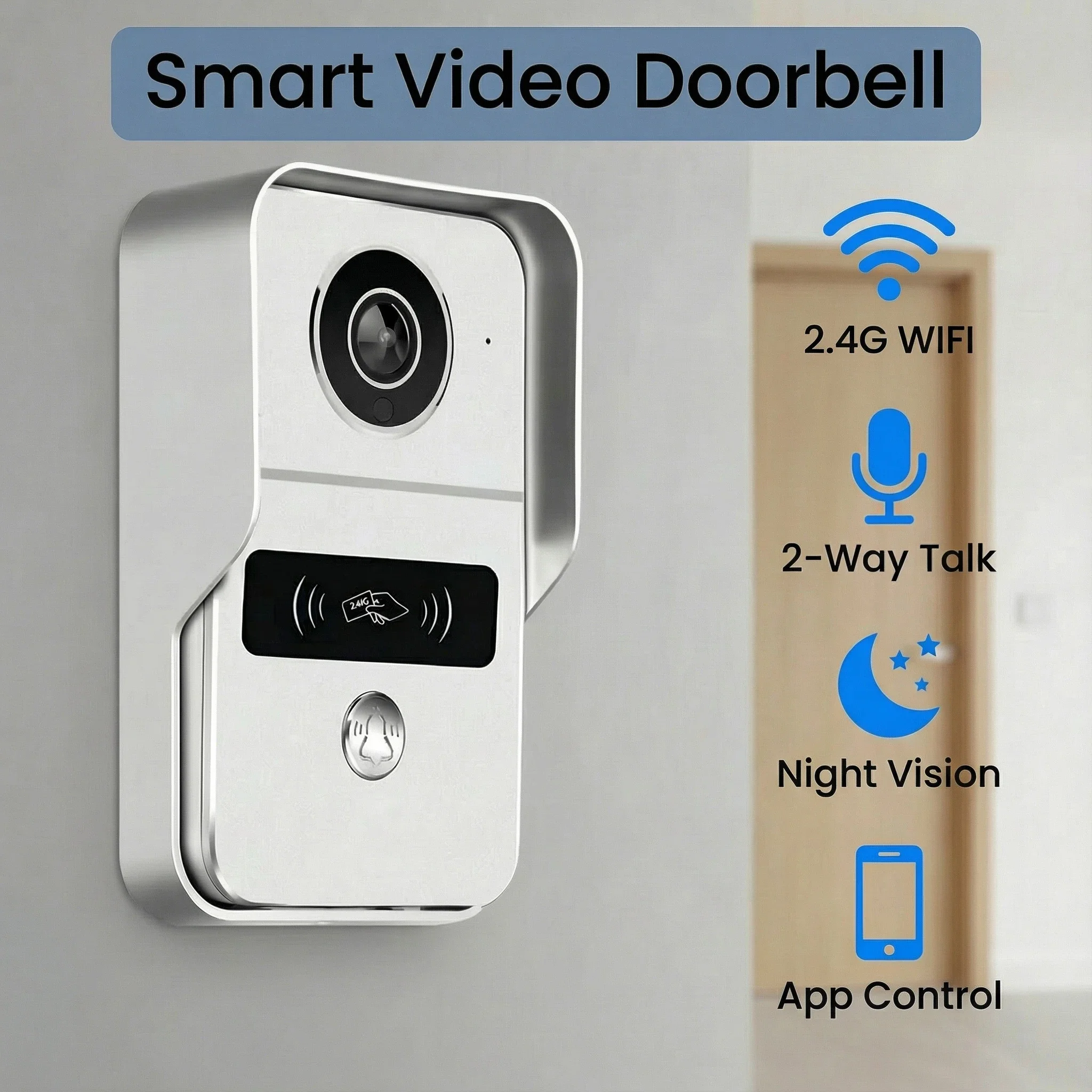 

Visual Video Doorbell 2.4G WiFi Tuya Smart Home Outdoor Wireless Intelligent Intercom Night Vision Camera Waterproof Ring Bell