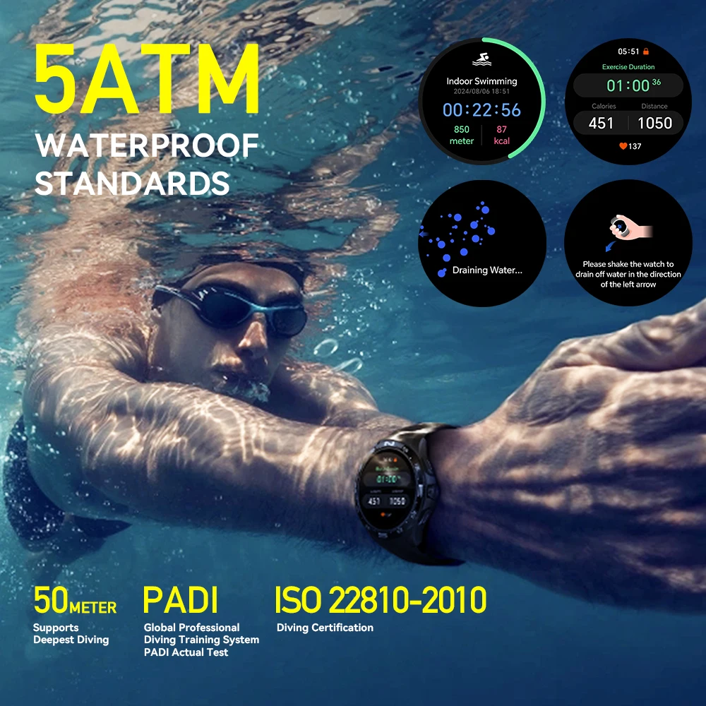 Kieslect Actor 1.6 "LTPO AMOLED ساعة ذكية GPS 5ATM مقاومة للماء تعمل باللمس جهاز تعقب للياقة البدنية مراقبة الصحة لنظام Android iOS