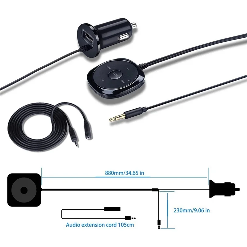 محول متوافق مع البلوتوث استقبال الصوت 3.5 مللي متر AUX محول استقبال الموسيقى الصوتي لستيريو السيارة مع AUX In-A08Q
