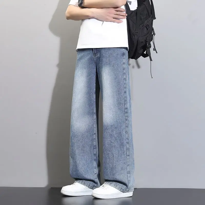26 New Men's Women's Straight Leg Jeans Vintage Washed Classic Nostalgic Colors Palazzo Pants American High Street