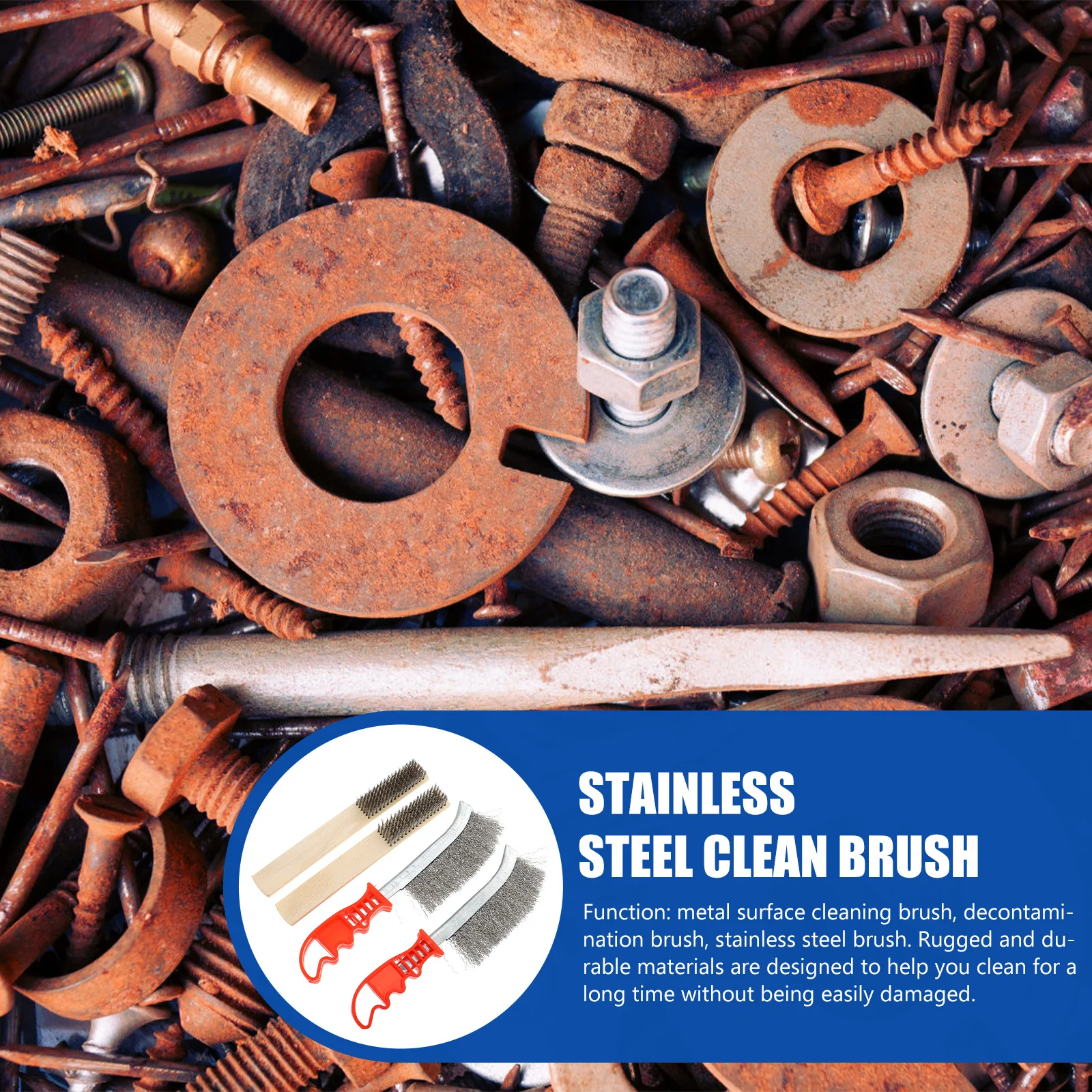 

4Pcs Stainless Steel Brush for Motor Door Window Compact and Strong Rust Clean Brush Exquisite Craftsmanship Thorough Derusting