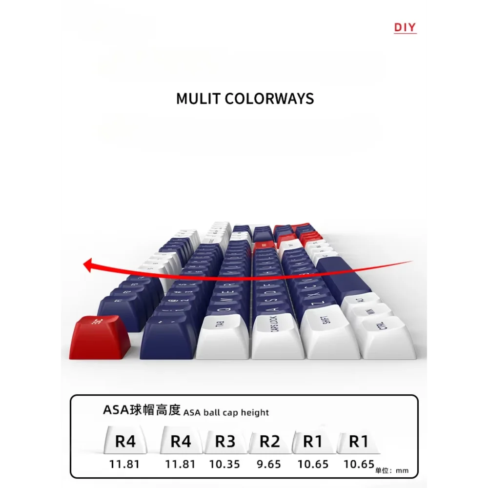 Imagem -06 - Teclas de Sublimação Térmica para Teclado Mecânico Grande Carbono Asa Pbt Cores 148 Teclas 64 96 104 108