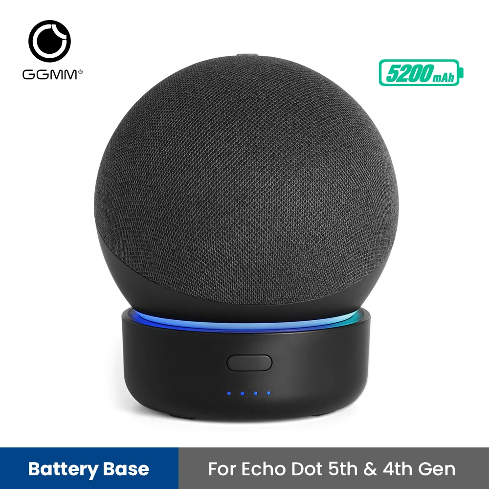 Ggmm d4 batterie basis für echo dot 5th/4th gen l tragbare wiederauf ladbare batterie 5200mah für amazon alexa dot bluetooth lautsprecher