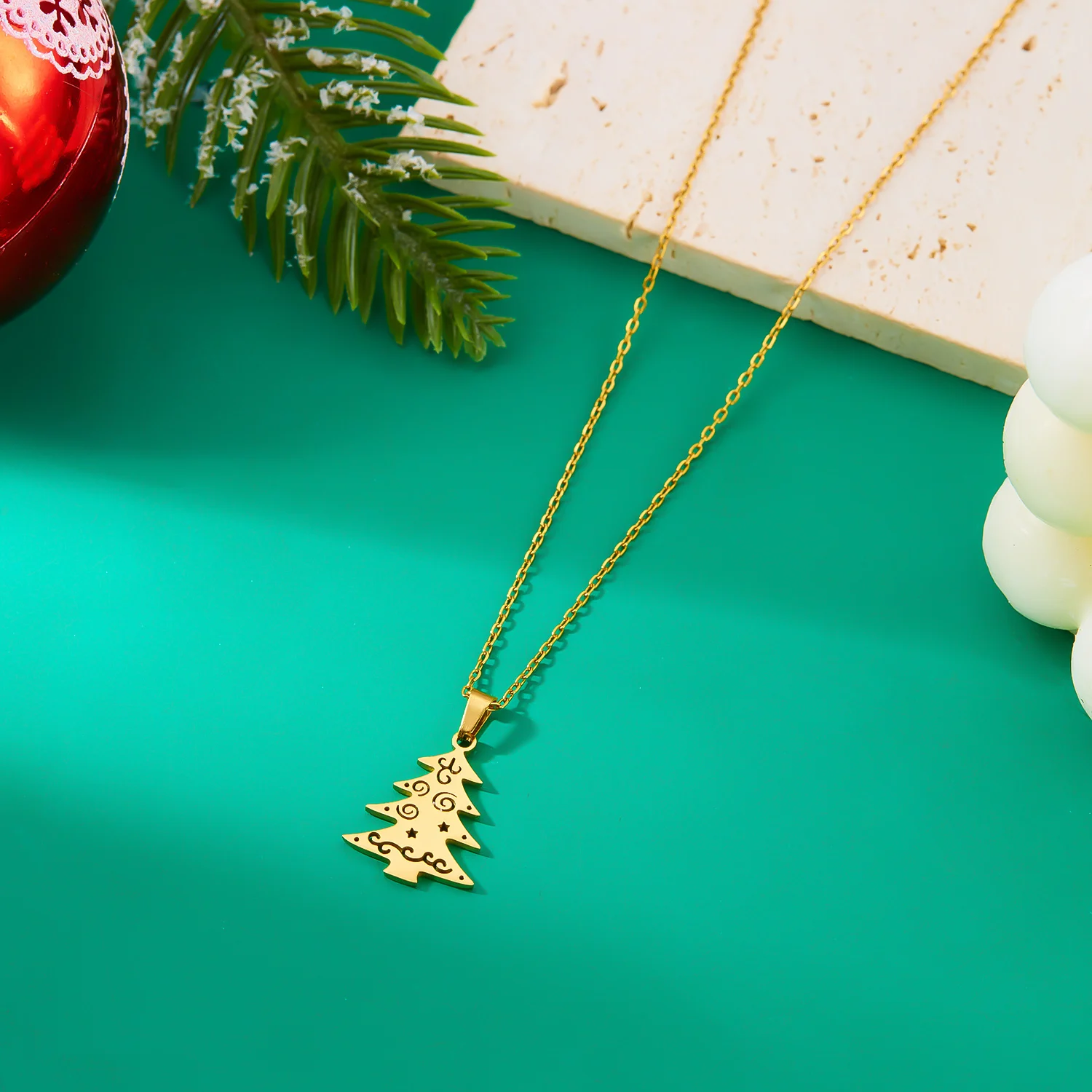 Minimalistische Weihnachts-Anhänger-Halskette aus Edelstahl für Frauen, Schneeflocke, Weihnachtsmann, Elch-Halskette, Freundschaft, Hochzeit, Party-Schmuck – Detail 15