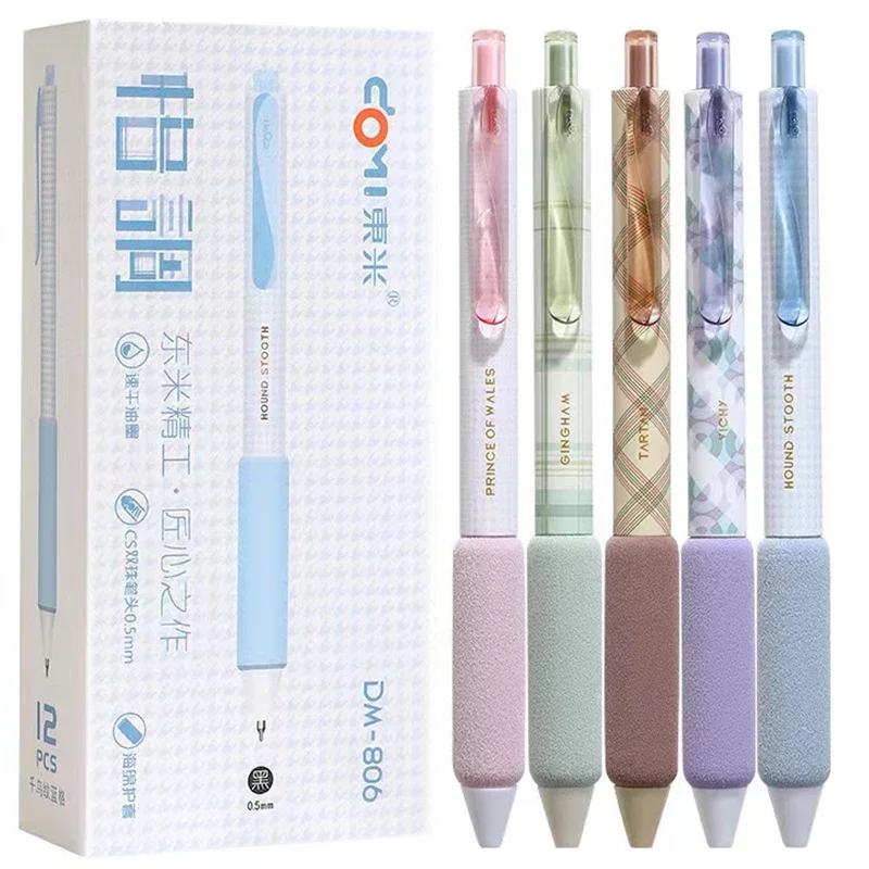 1Pcs DOMI Cute Grid Gel Pen Super Durable Writing 0.5mm Ballpoint Black Color Ink Office School Student Gift