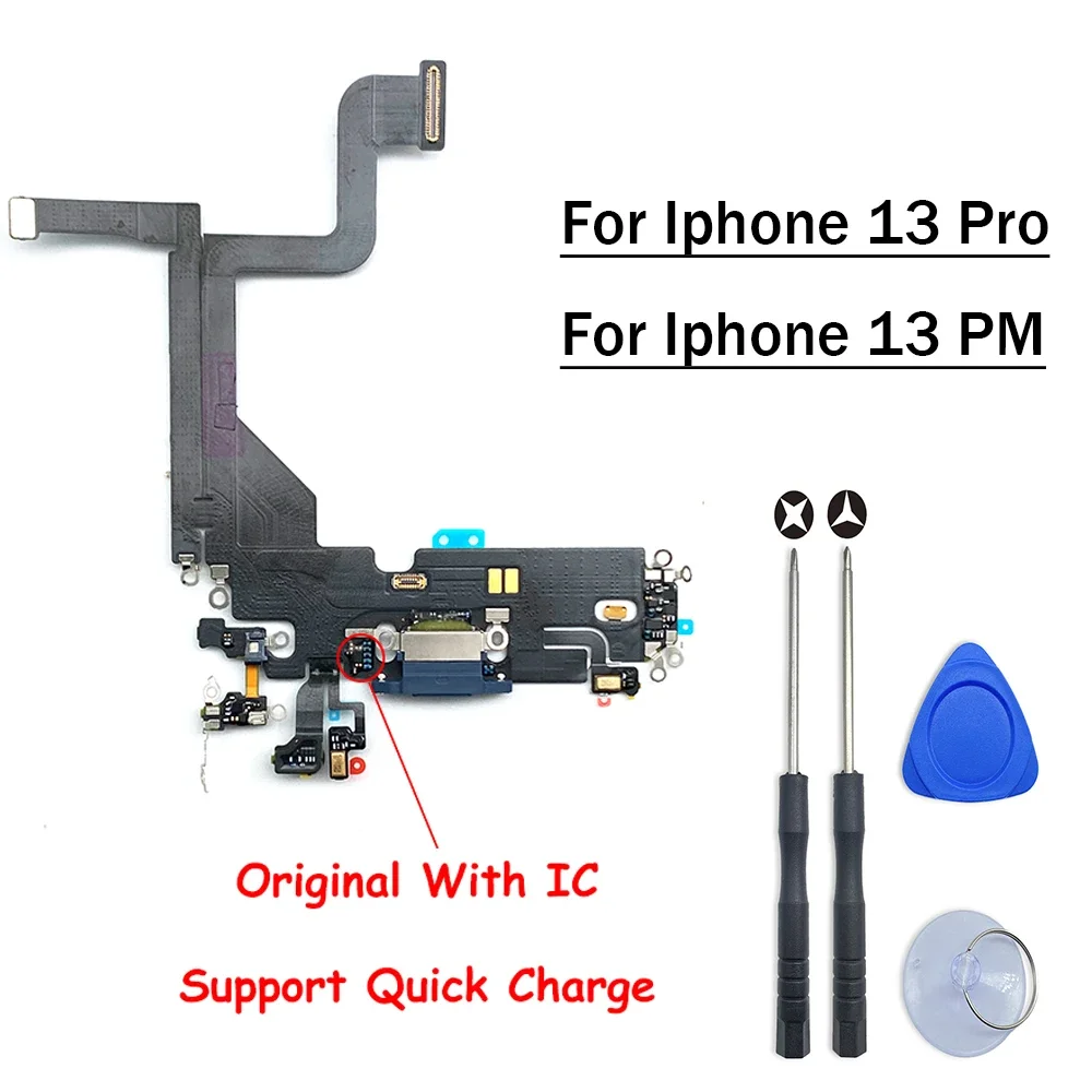 

1pcs Original USB Charging Charger Port Flex Cable For iPhone 13 Pro / 13 Pro Max Dock Charger Connector With Microphone Flex