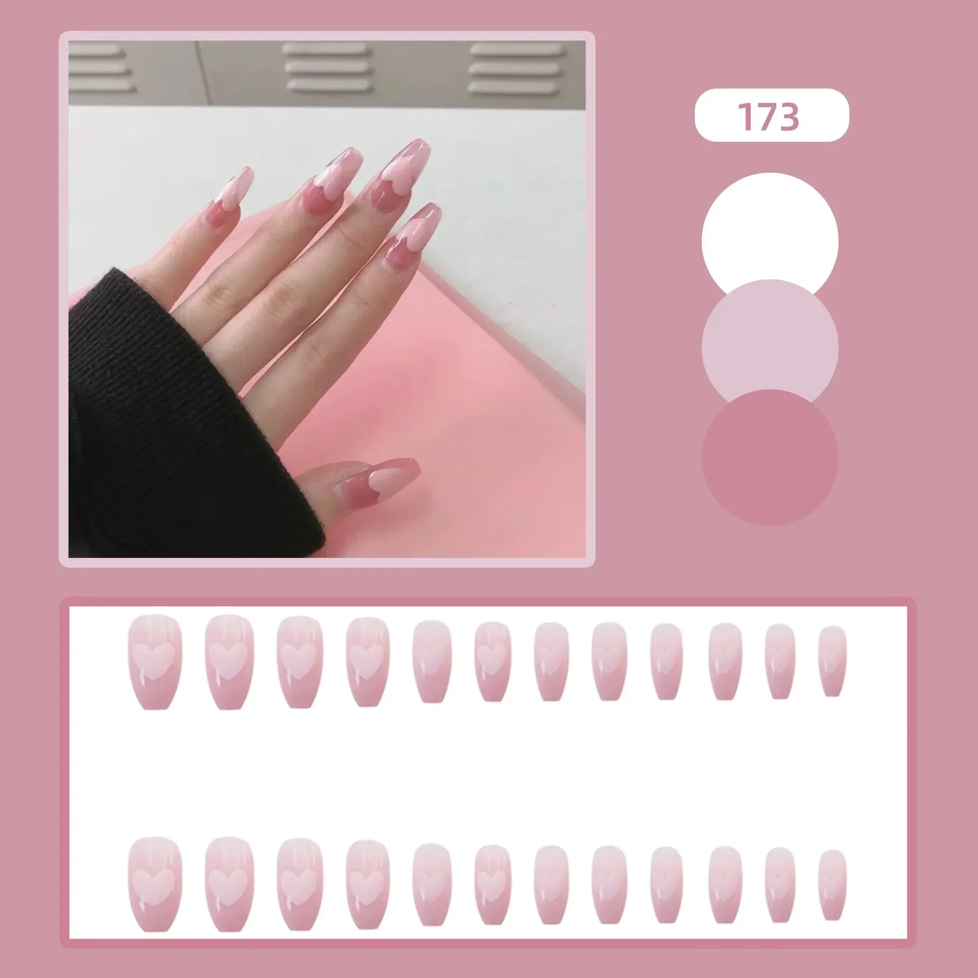 24Pcs/Box Chinese Ink Painting Style Fake Nails Press on False Nail Tips with Glue Sticker Set Art
