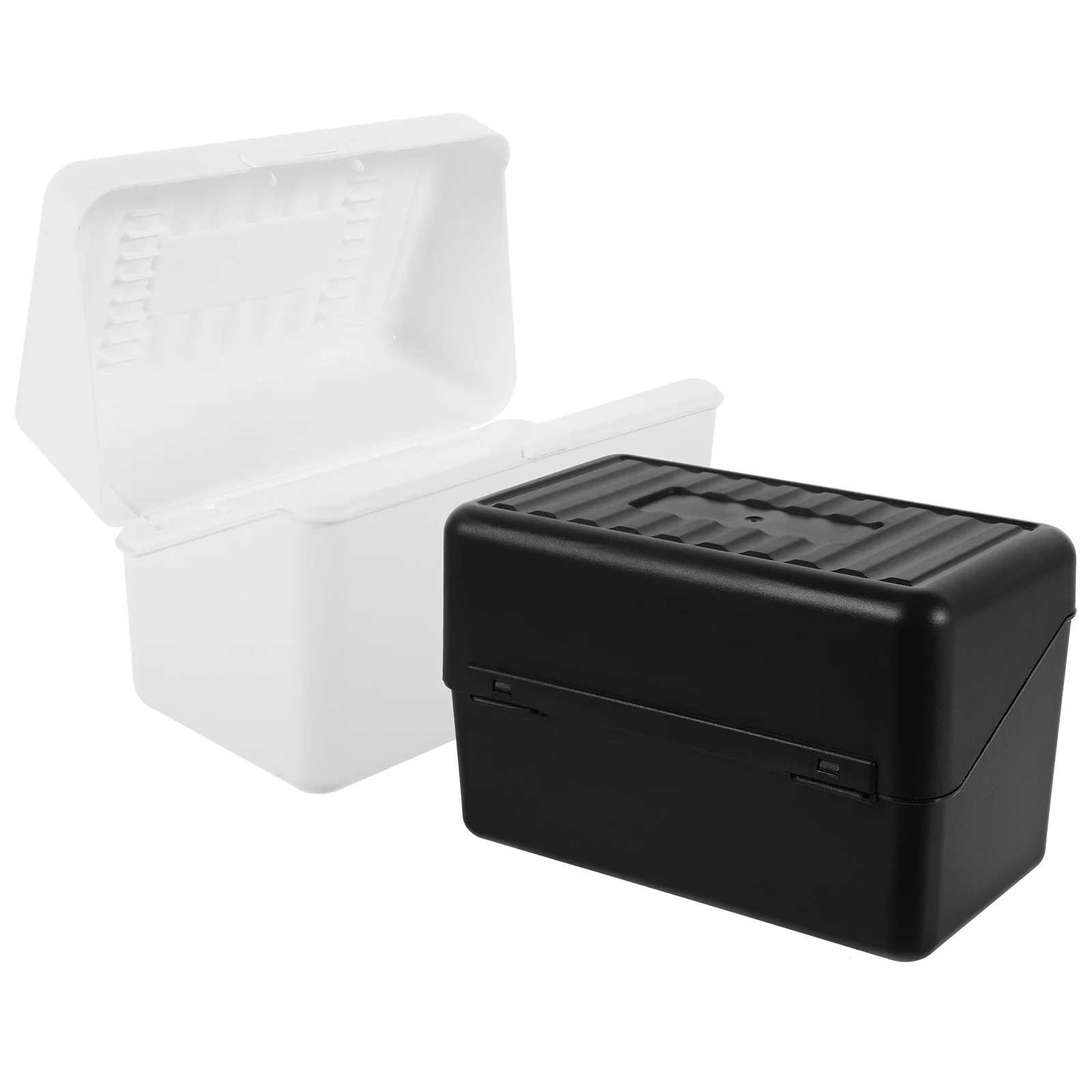 

2Pcs Business Card Storage Box Plastic Organizer Desktop Holder Large Capacity Stackable Card Box for Office Files