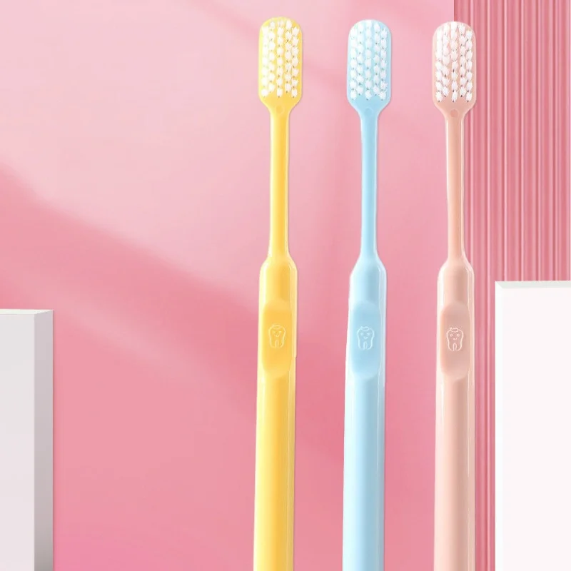 YS00012-فرشاة أسنان على شكل دلو للوجه المبتسم بلون الحلوى، فرشاة أسنان ناعمة ذات شعيرات معكرون للزوجين
