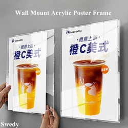 A4 210x297mm Wall Mount Stick Acrylic Sign Holder Table Top Picture Photo Poster Advertising Flyer Frame Set