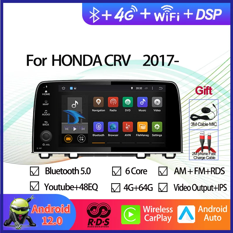 

9" Android Auto Radio Stereo For HONDA CRV 2017- Car GPS Navigation Multimedia DVD Player With BT WIFI RDS