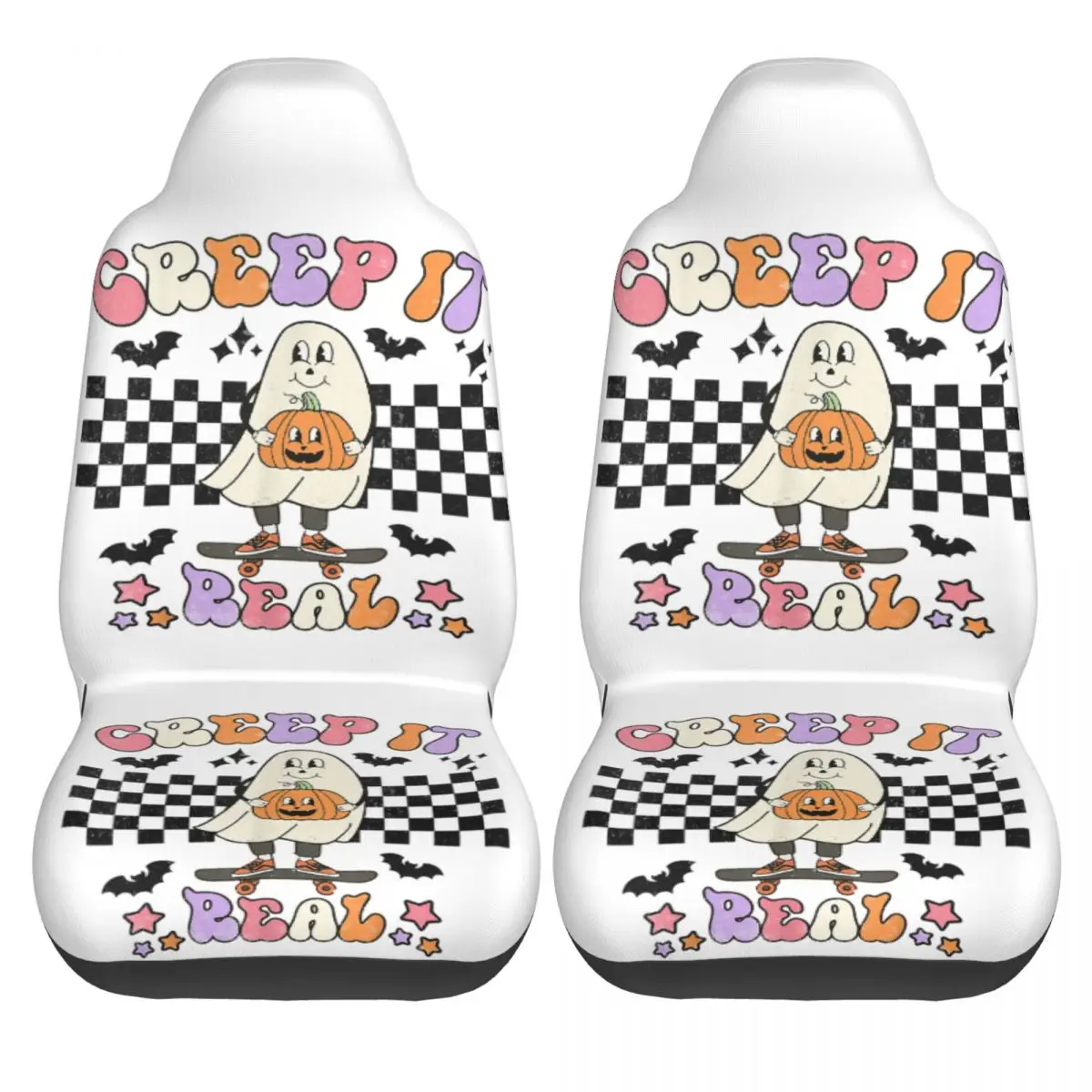 Cute Ghost Universal Car Seat Cover Four Seasons Suitable For All Kinds Models Halloween Seat Covers Fabric Fishing