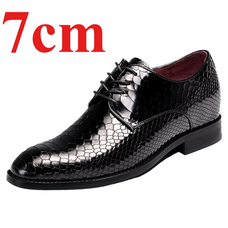 Men's Dress Shoes 7cm Height Increased Shoes Genuine Leather Business Comfortable Breathable Wedding Banquet Elevated Derby Shoe