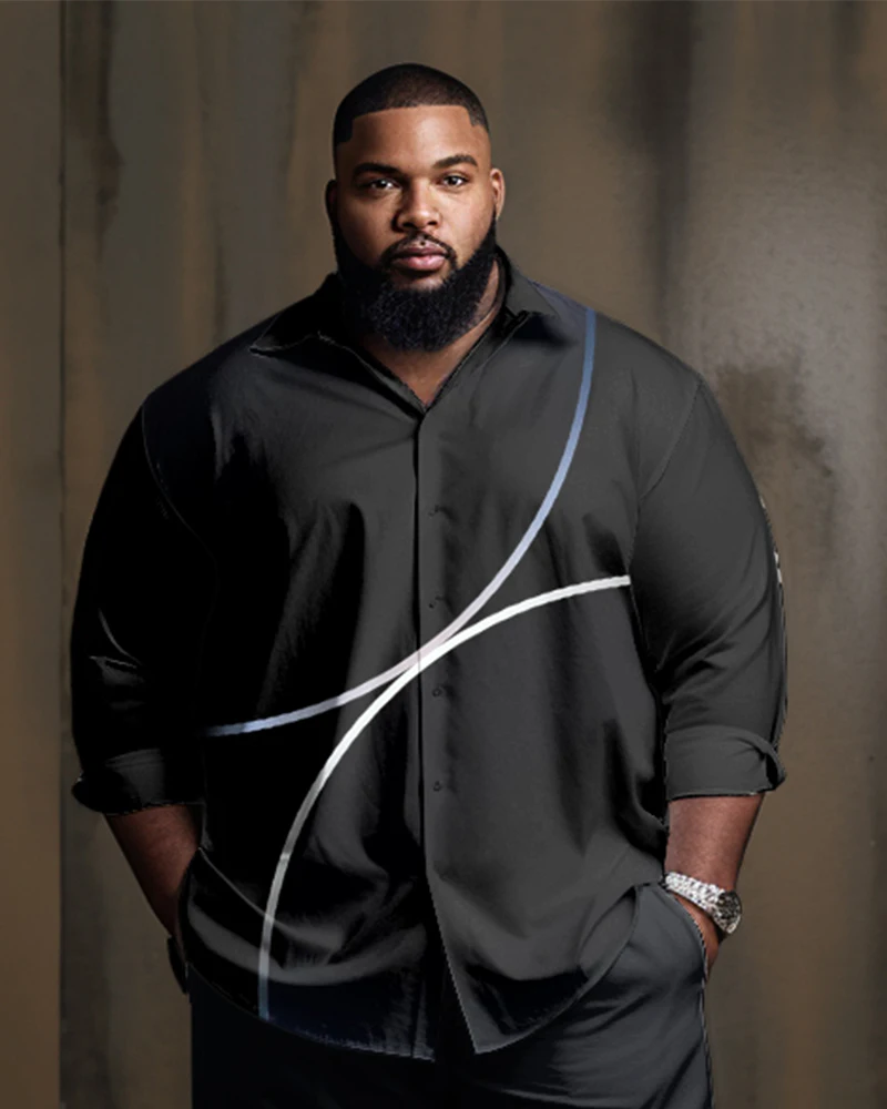 Biggmans Business Fashion Big And Tall Suit Shirt Top For Summer Men\'s Clothing Long sleeve Lapel Leisure Man Plus Size 9Xl