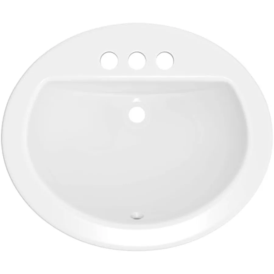 

PF19164 Rockaway 19" Oval Vitreous China Drop In Bathroom Sink with Overflow and 3 Faucet Holes at 4" Centers