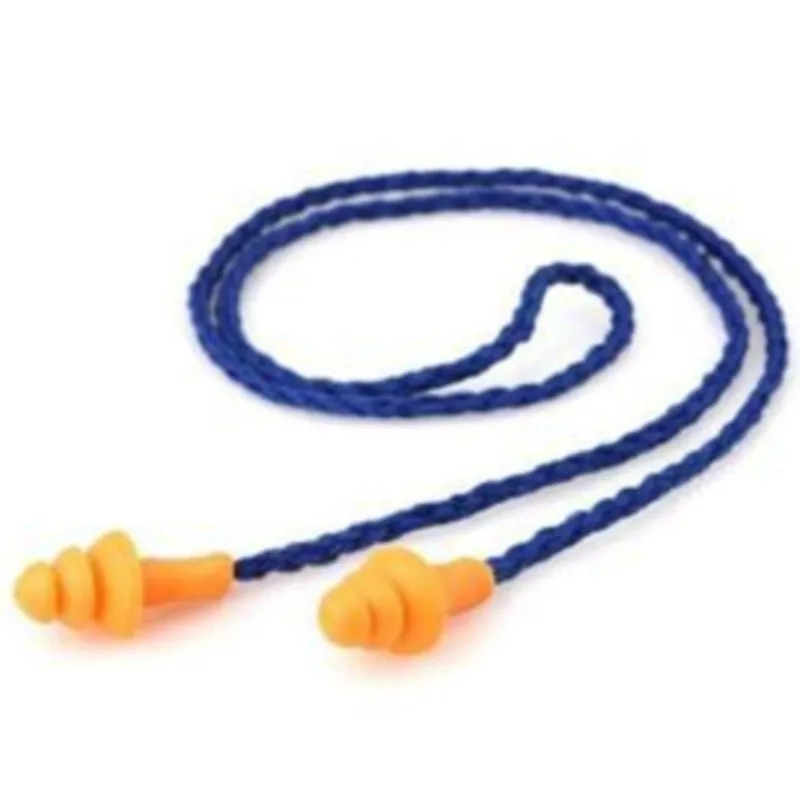 Silicone Corded Reusable Ear Plugs Anti 25dB Noise Soft Washable Noise Defense Hearing Protection Earplugs 1PC