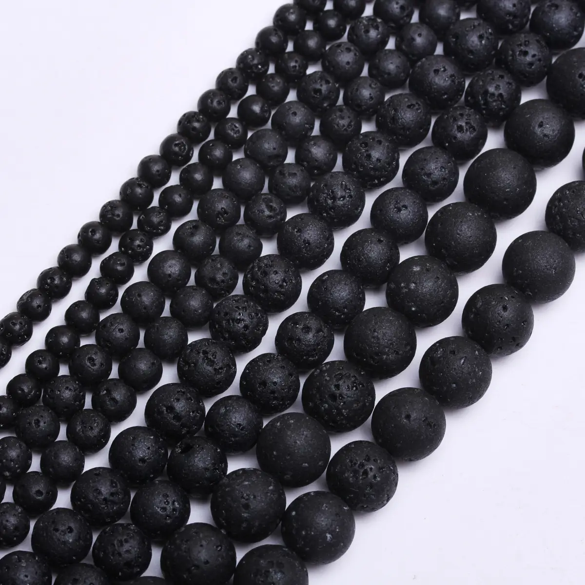 Black Natural Volcanic Stone Round Loose Beads 4 6 8 10 12mm For Bracelet Necklace DIY Jewelry Making Accessories