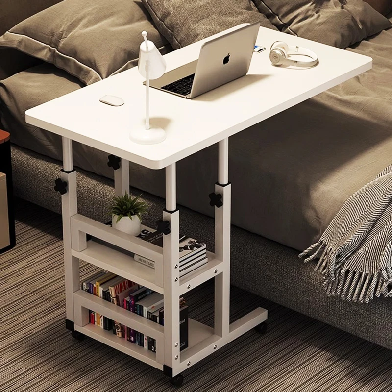 높이조절 사이드 이동식 테이블  Bedside Adjustable Table, Swivel Wheel Rolling Tray - Bedside Home Desk,Mobile Laptop Computer Standing Desk