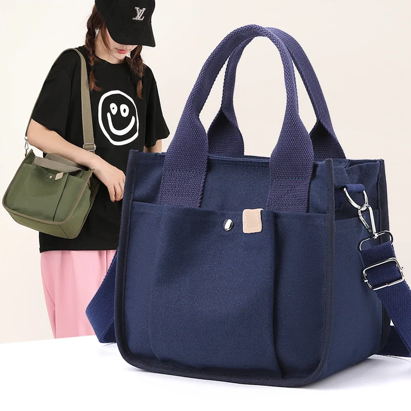 

Canvas Shoulder Message Bag Women's Crossbody Bag Multi-pocket Japanese Handbag Fashion Work Lunchbox Bag Tote Bags Shopping