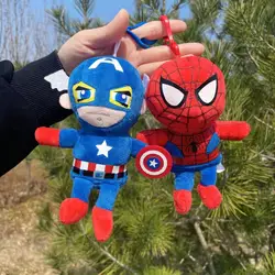 15cm Super Hero Spider-Man Superman Captain America Plush Keychains  Small Pendant Hangings Christmas Birthday Gifts For Kids