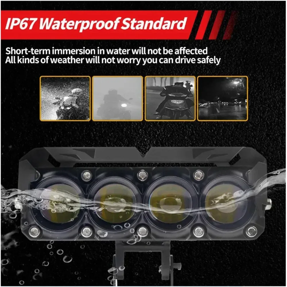TCYATO Motorcycle LED Spotlight Dual Color Fog Lamps for Car Trucks Mini Lens Headlight Driving Light motorcycle accessoriesO