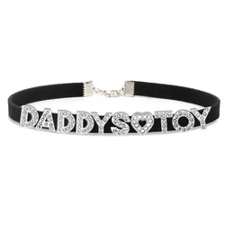 Fashion Rhinestone Letter DADDYS TOY Choker Necklace for Women Girls Korean Leather Collar Custom Personalized Sexy Neck Jewelry