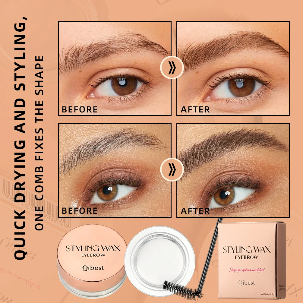 QIBEST Eyebrow Styling Gel Molding Wax Waterproof Transparent Refreshing Durable Natural Colorless Eyebrow Gel Wax Eyes Cosmetic