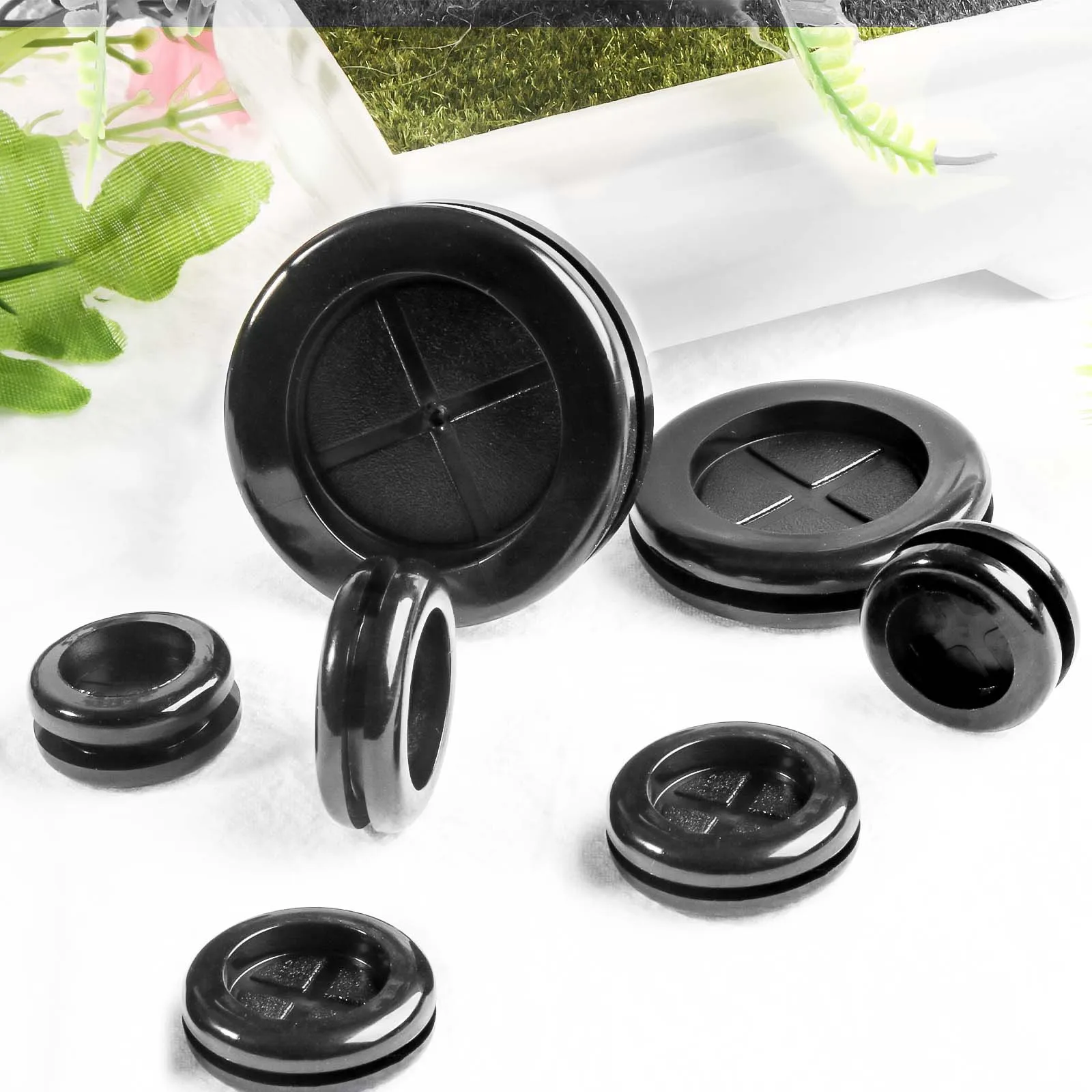 10-50pcs Rubber Grommets, Double Sided Cable Hole Closed Plug Gasket Sets for Wire Protection