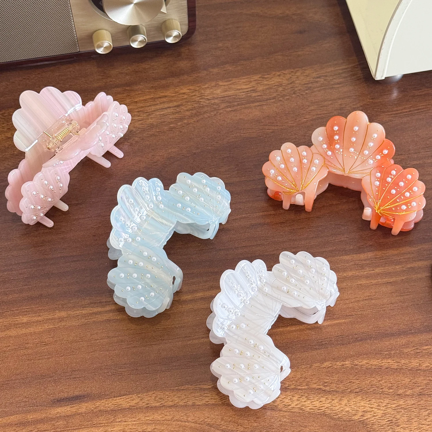 

Dowell Versatile And Colorful Acetate Hair Clips, Shell Pearl Grabbers