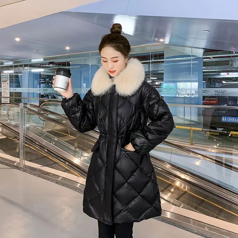 2023 New Women Cotton Coat Winter Jacket Female Medium Style Parkas  Waist Slimming Outwear Large Size Overcoat