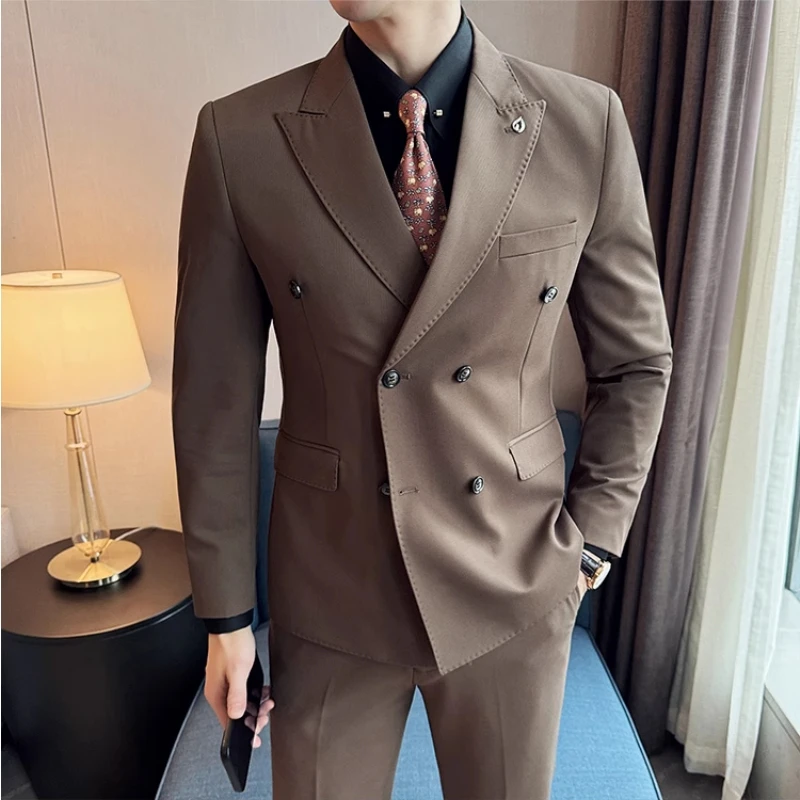 2024 Spring New Ins British Style (suit + Trousers) Trend Slim-fit Business Gentleman Men\'s Suit Suit Large Size Two-piece Set