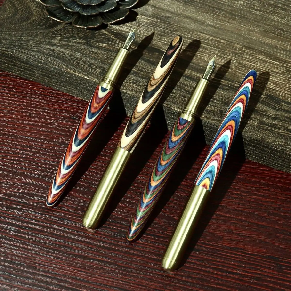 

Brass Colorful Solid Wood Fountain Pen,Student Exclusive Creative Gift Pen